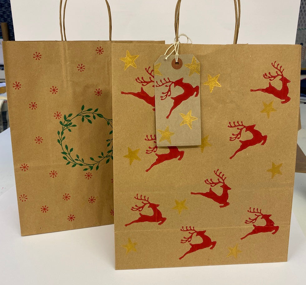 Pack of Brown Paper Bags with Handles – The Indian Block Print