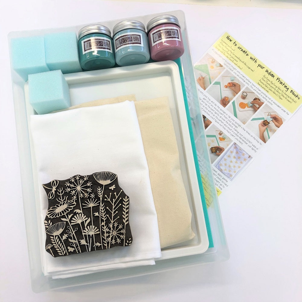 Complete Block Printing Kit- Meadow Design – The Indian Block Print Co.