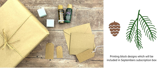 The Block Print Club- September Pinecone and Fern Stationary