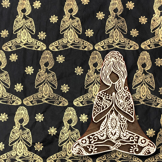 Indian Wooden Printing Block - Yoga Lady