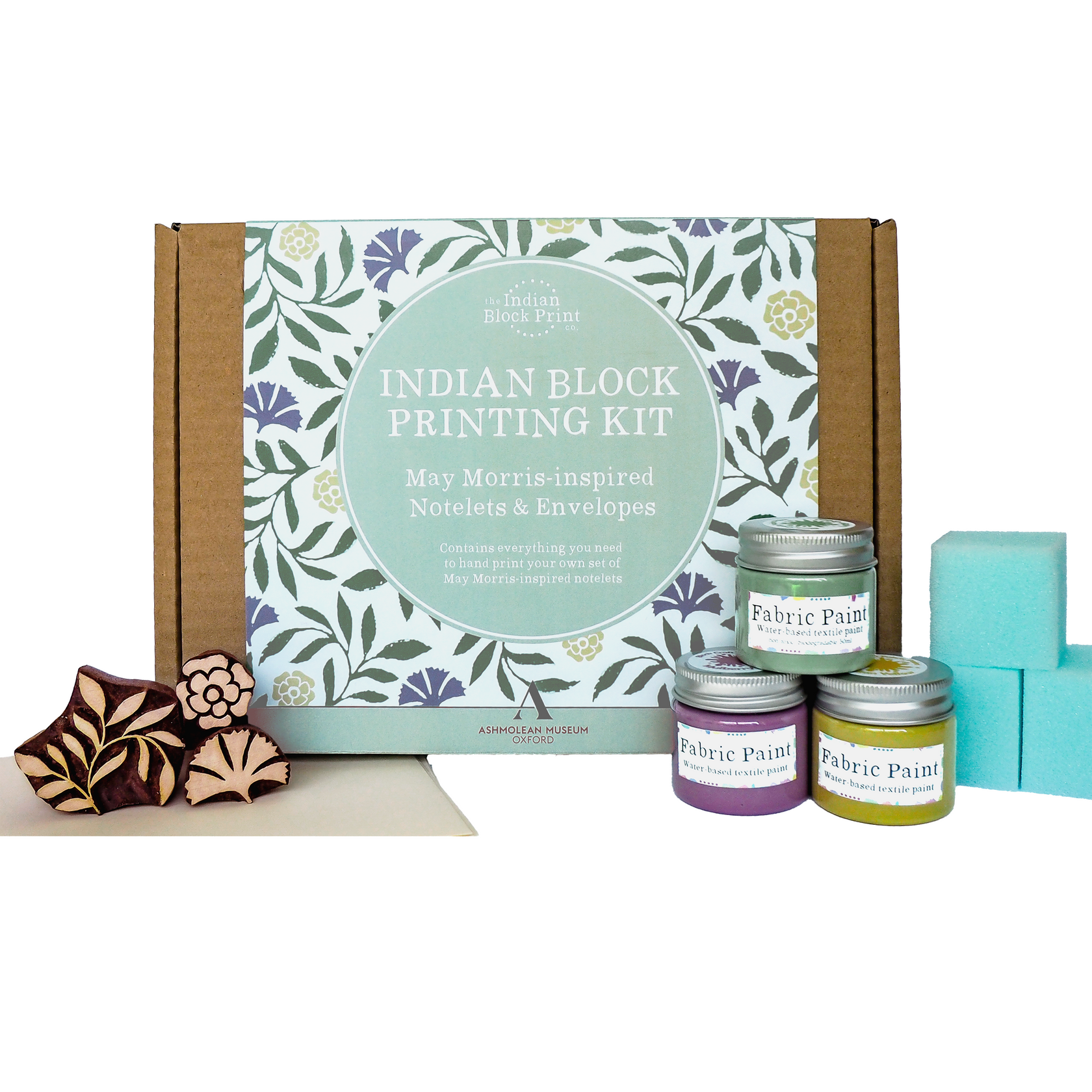 Square Notelets Ashmolean May Morris-inspired Notelets & Envelopes Block Printing Kit ...
