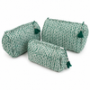 Block Print Wash Bag Set - Quilted Cotton Makeup & Travel Bags (Set of 3)