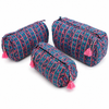 Block Print Wash Bag Set - Quilted Cotton Makeup & Travel Bags (Set of 3)