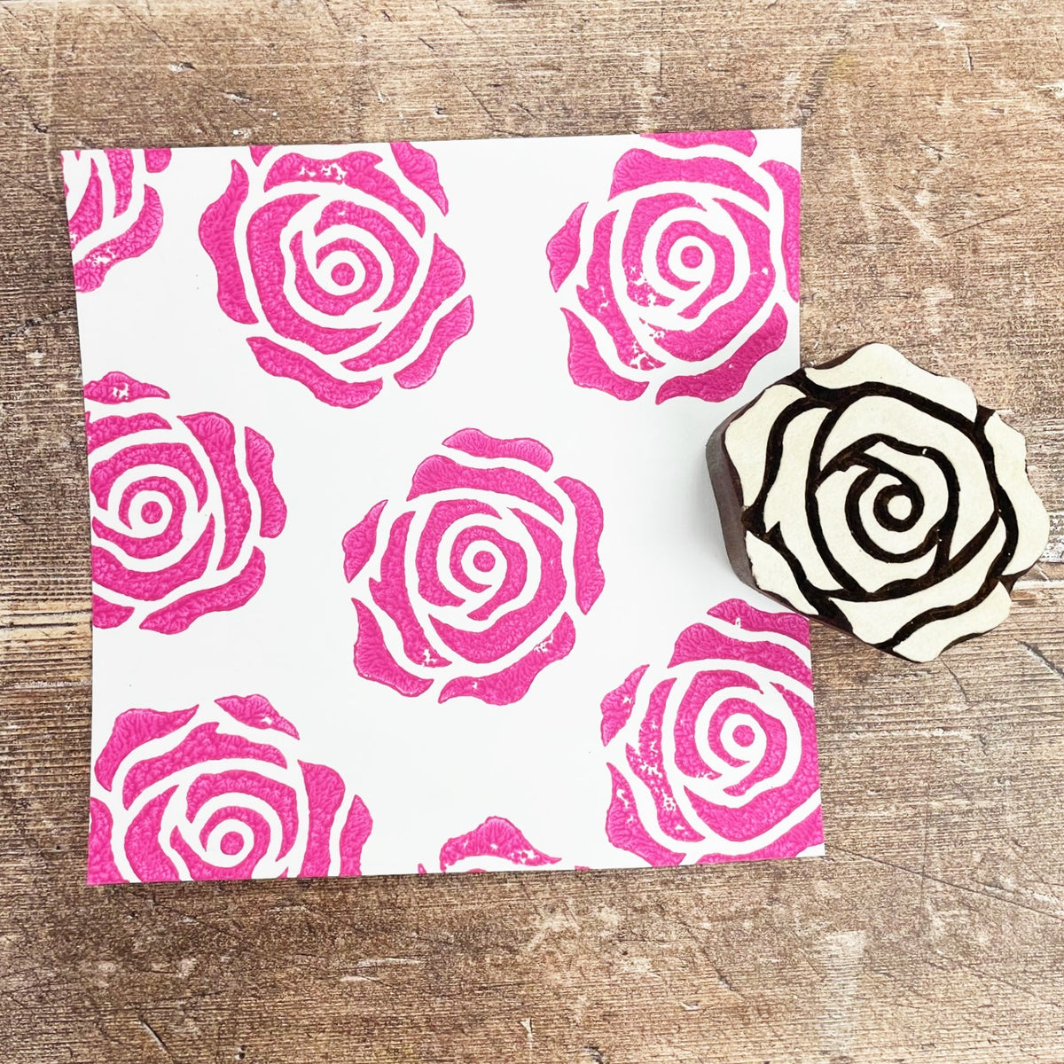 Indian Wooden Printing Block - Classic Rose – The Indian Block Print Co.