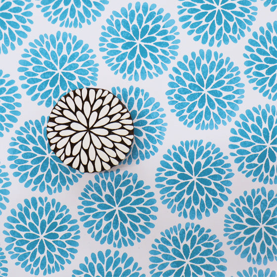 Indian Wooden Printing Block - Dahlia Pompon