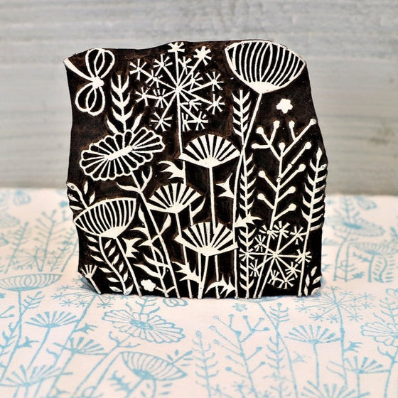 Indian Wooden Printing Block - Meadow - SECONDS