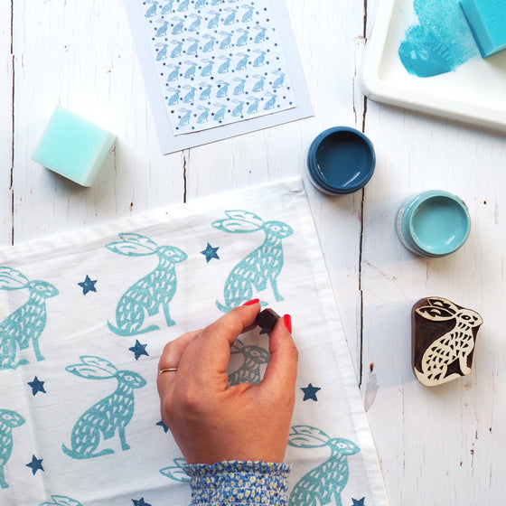 Hare & Star Tea Towels Indian Block Printing Kit