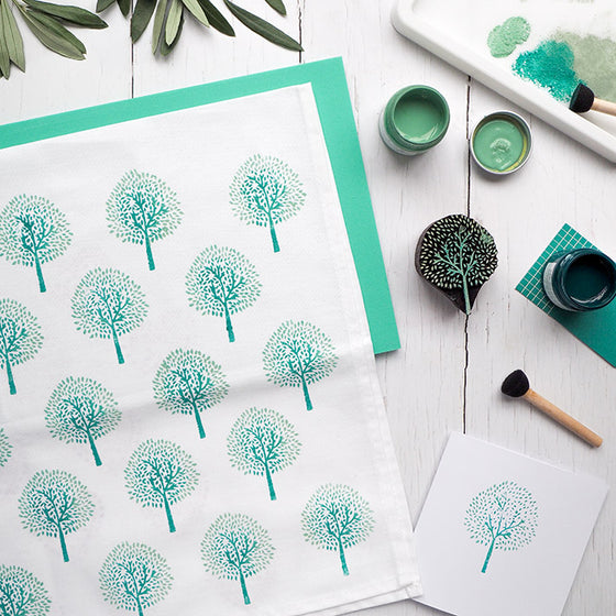 Indian Tree Tea Towels Block Printing Kit