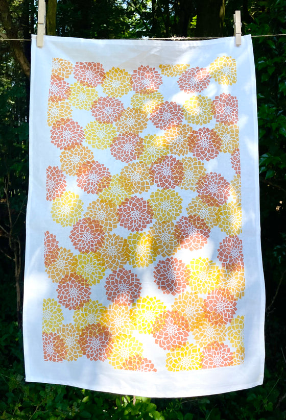 The Block Print Club- July Dahlia Tea Towel