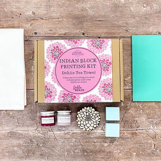 Dahlia Beach x The Indian Block Print Co.: Dahlia Tea Towel Kit