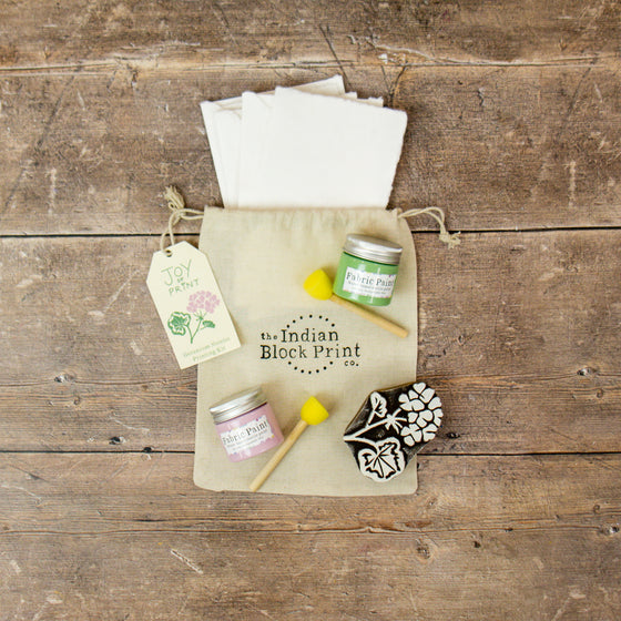 Joy of Print x The Indian Block Print Co. Potted Geranium Notelet Kit