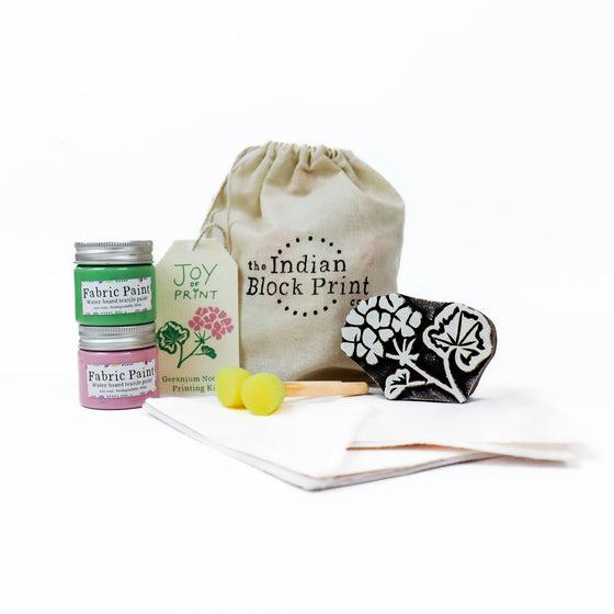 Joy of Print x The Indian Block Print Co. Potted Geranium Notelet Kit