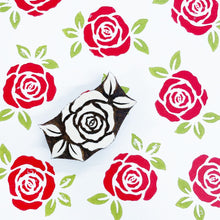  Indian Wooden Printing Block - Large Rose with Leaves