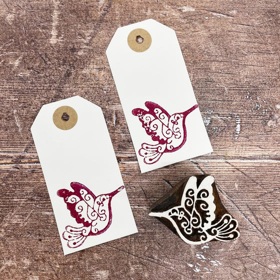 Indian Wooden Printing Block - Mini Hummingbird