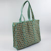 Block Print Large Tote Bag – Quilted Cotton Zip Top Everyday Bag
