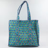 Block Print Large Tote Bag – Quilted Cotton Zip Top Everyday Bag