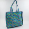 Block Print Large Tote Bag – Quilted Cotton Zip Top Everyday Bag