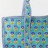 Block Print Large Tote Bag – Quilted Cotton Zip Top Everyday Bag