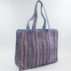 Block Print Large Tote Bag – Quilted Cotton Zip Top Everyday Bag