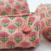 Block Print Wash Bag Set - Quilted Cotton Makeup & Travel Bags (Set of 3)
