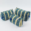 Block Print Wash Bag Set - Quilted Cotton Makeup & Travel Bags (Set of 3)