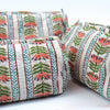 Block Print Wash Bag Set - Quilted Cotton Makeup & Travel Bags (Set of 3)
