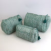 Block Print Wash Bag Set - Quilted Cotton Makeup & Travel Bags (Set of 3)