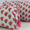 Block Print Wash Bag Set - Quilted Cotton Makeup & Travel Bags (Set of 3)