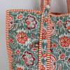 Block Print Large Tote Bag – Quilted Cotton Everyday Shopper
