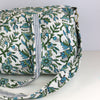 Block Print Medium Duffel Bag – Quilted Cotton Travel Bag with Adjustable Strap