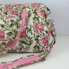Block Print Medium Duffel Bag – Quilted Cotton Travel Bag with Adjustable Strap