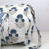 Block Print Medium Duffel Bag – Quilted Cotton Travel Bag with Adjustable Strap