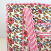 Block Print Medium Tote Bag With Zip– Quilted Cotton Everyday Bag with Zip
