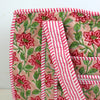 Block Print Medium Tote Bag With Zip – Quilted Cotton Everyday Bag with Zip