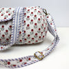 Block Print Small Duffel Bag – Quilted Cotton Travel Bag with Adjustable Strap