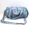 Block Print Small Duffel Bag – Quilted Cotton Travel Bag with Adjustable Strap