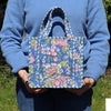 Block Print Mini Tote Bag – Quilted Cotton Lunch Bag Style