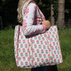 Block Print Large Tote Bag – Quilted Cotton Everyday Shopper