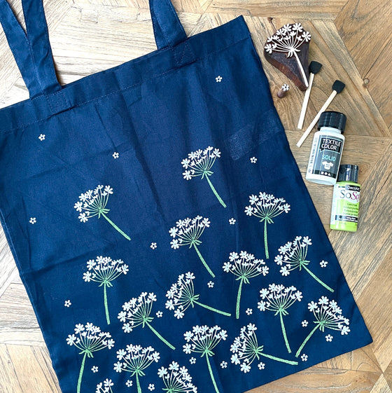 The Block Print Club- May Cow Parsley Tote Bag