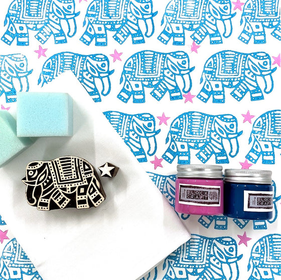 Indian Elephant Tea Towels Block Printing Kit