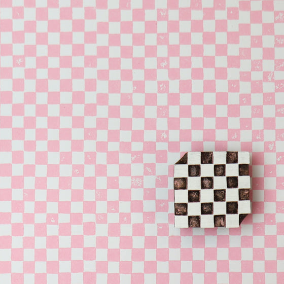 Checker pattern Indian wooden printing block