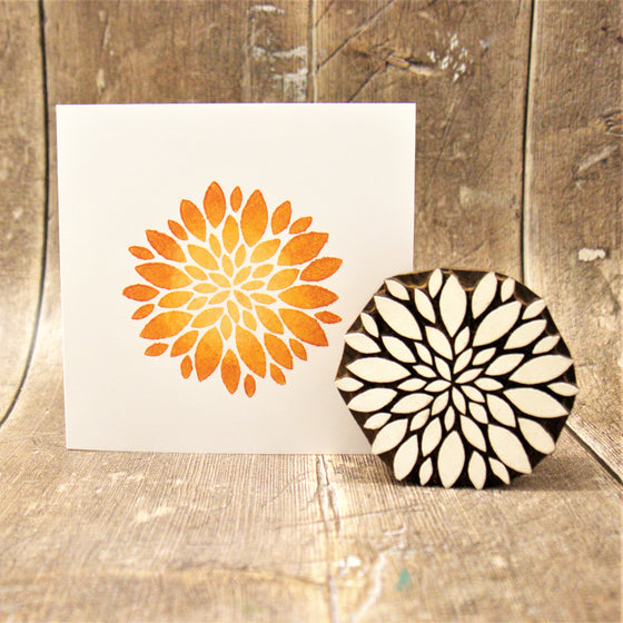 Indian Wooden Printing Block - Dahlia 'Cornwall Island'