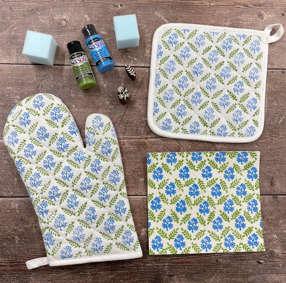 The Block Print Club- March Oven Glove and Stand