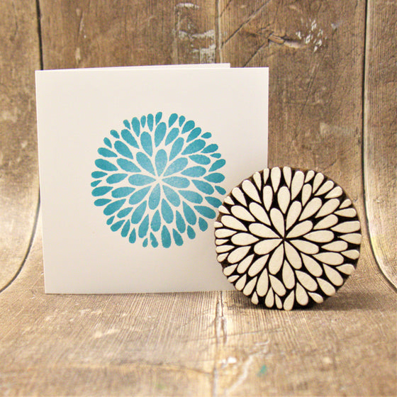 Indian Wooden Printing Block - Dahlia Pompon