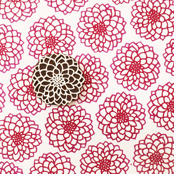 Indian Wooden Printing Block - Dahlia 'Sweet Love'
