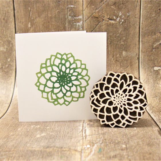 Indian Wooden Printing Block - Dahlia 'Sweet Love'