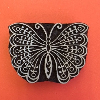 Indian Wooden Printing Block - Small Indian Butterfly