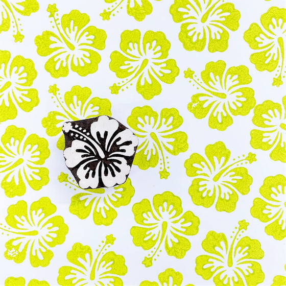 Hibiscus Flower Large Indian Printing Block