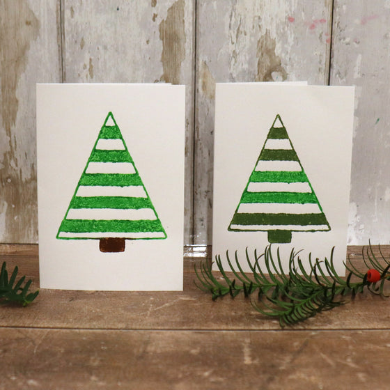 Large Striped Christmas Tree- Indian Printing Block