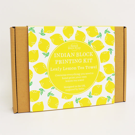 Indian block printing kit- Leafy lemon tea towel kit